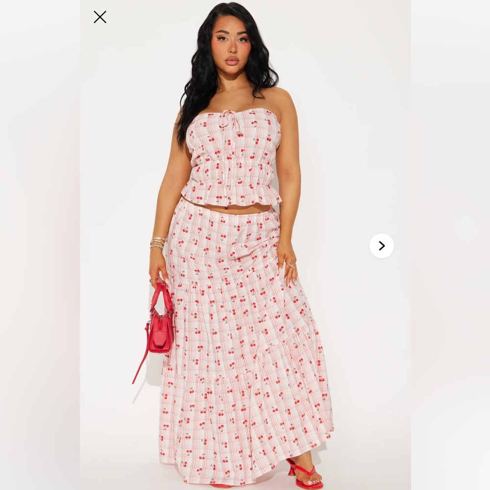 Sabrina Cherry Maxi Skirt Set